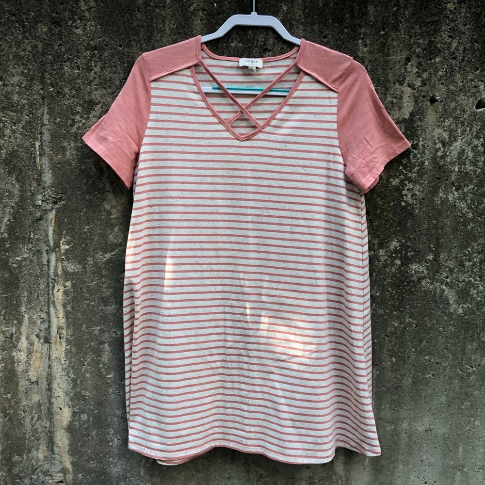 Umgee Pink Striped Dress - Picture 2 of 9